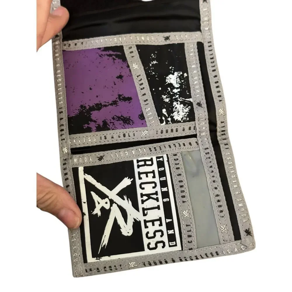 Young And Reckless Multicolor Purple Designer Graphic Tri-fold Skater Wallet